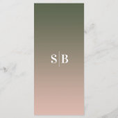Menu Minimal Ombre Hunter Mariage vert et rose (Dos)