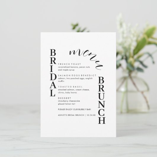 Menu Minimale tekstbridale Brunch (Staand voorkant)