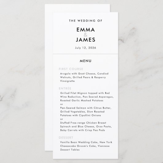 Menu Minimalist Ampersand Wedding | Elegant (Devant / Derrière)