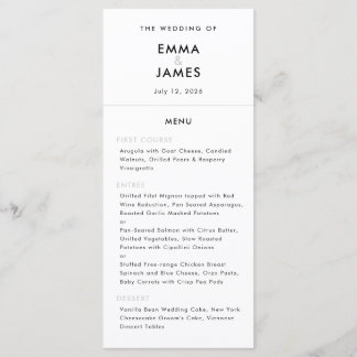 Menu Minimalist Ampersand Wedding | Elegant