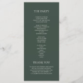 Menu Minimalist Dark Green Wedding Program | Modern (Dos)