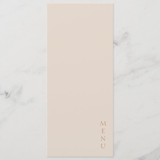 Menu Minimalist Desert Sand Copper Script  Wedding  (Devant)