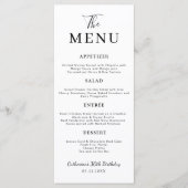 Menu Minimalist Dinner Food Elegant Birthday Wedding (Devant)