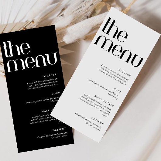 Menu Minimalist Modern Handwriting Wedding Dinner