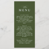 Menu Minimalist Olive Green Elegant Wedding Dinner (Devant)