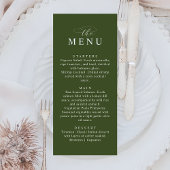 Menu Minimalist Olive Green Elegant Wedding Dinner