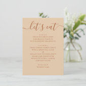 Menu Minimalist Wedding | Warm Peach Sand Modern Dinner (Debout devant)