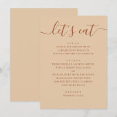 Menu Minimalist Wedding | Warm Peach Sand Modern Dinner (Devant / Derrière)