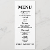 Menu minimaliste Baby shower (Devant)