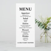 Menu minimaliste Baby shower (Debout devant)