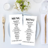 Menu minimaliste Baby shower