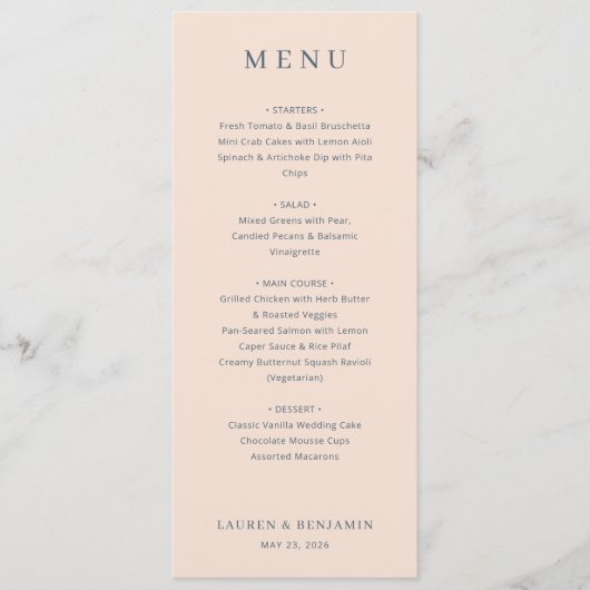 Menu minimaliste beige élégant (Devant)