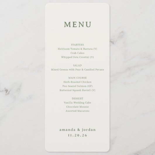 Menu minimaliste beige élégant (Devant)