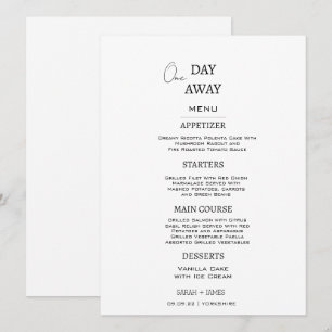 Menu Minimaliste blanc et noir un jour de Mariage