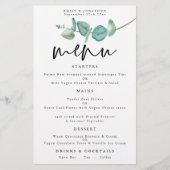 Menu minimaliste Budget Eucalyptus Mariage (Devant)