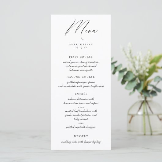 Menu minimaliste calligraphie moderne (Debout devant)