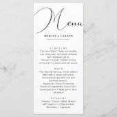 Menu Minimaliste Chic Calligraphie Script Mariage Dîner (Devant)