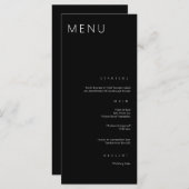 Menu Minimaliste chic noir et blanc Mariage moderne (Devant / Derrière)