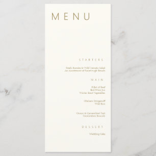 Menu Minimaliste chic or simple Mariage moderne