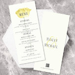 Menu Minimaliste Coral Flower Two Entree<br><div class="desc">Ces menus mariages simples de 4" x 9" sont composés d'un seul pavot d'aquarelle jaune beurrou. Le menu comprend des espaces réservés pour deux entrées,  deux entrées et deux desserts. Ajoutez les noms du couple avec votre site mariage pour créer votre propre code QR au dos.</div>