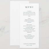 Menu Minimaliste Élégant Blanc (Devant / Derrière)