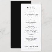 Menu Minimaliste Élégant Blanc (Devant / Derrière)