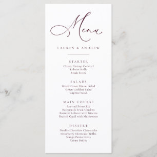 Menu minimaliste élégant bordeaux marron
