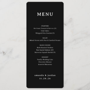 Menu Minimaliste Élégant Noir