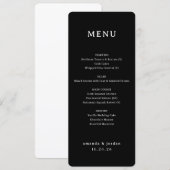 Menu Minimaliste Élégant Noir (Devant / Derrière)