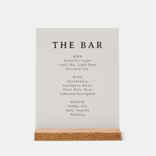 Menu minimaliste en sérif beige (Recto)