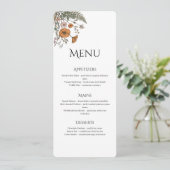 Menu Minimaliste Floral pour Restaurant ou Mariage (Debout devant)