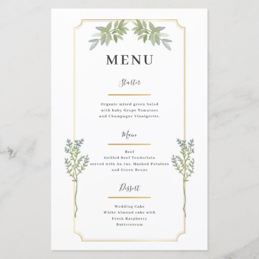 Menu minimaliste Gold Frame Blanc (Devant)