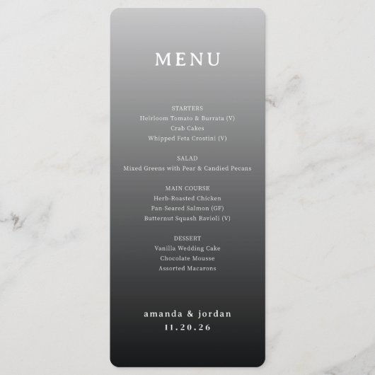 Menu Minimaliste Gris Élégant (Devant)