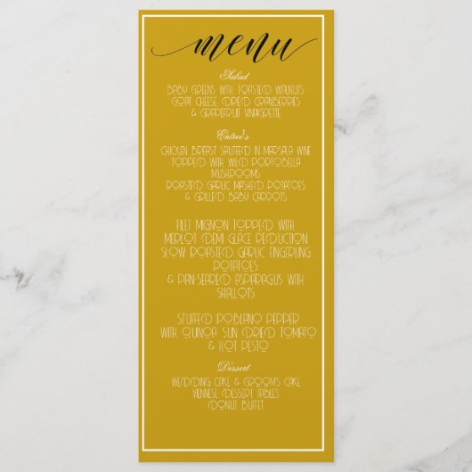 Menu minimaliste jaune moutarde (Devant)