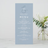 Menu minimaliste Mariage bleu Dusty (Debout devant)
