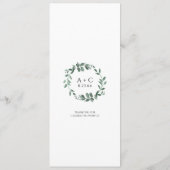 Menu minimaliste Mariage de feuillage vert simple (Dos)