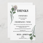 Menu Minimaliste Mariage Fleur de terrain Bar Bois (Devant / Derrière)