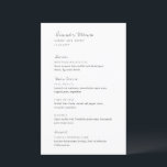 Menu minimaliste Mariage moderne noir et blanc<br><div class="desc">Menu mariage moderne avec une mise en page simple et minimale avec des polices serif et script.</div>