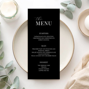 Menu minimaliste Mariage moderne noir et blanc