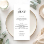 Menu minimaliste Mariage moderne noir et blanc<br><div class="desc">Menu mariage moderne avec design de typographie minimaliste en noir et blanc.</div>