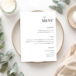 Menu minimaliste Mariage moderne noir et blanc<br><div class="desc">Menu mariage moderne avec design de typographie minimaliste en noir et blanc.</div>