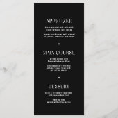 Menu minimaliste Mariage noir classique (Dos)