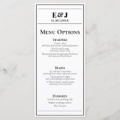 Menu minimaliste Mariage noir et blanc (Devant)