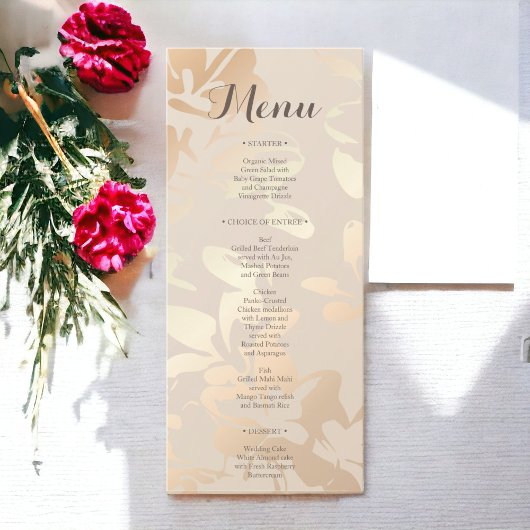 Menu minimaliste Mariage or moderne
