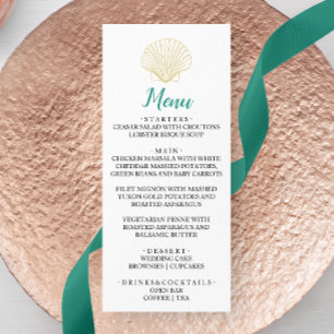 Menu minimaliste Mariage Seashell Diner