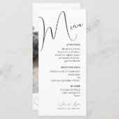 Menu Minimaliste mariage texte et photo manuscrit (Devant / Derrière)