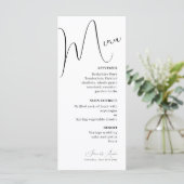 Menu Minimaliste mariage texte et photo manuscrit (Debout devant)