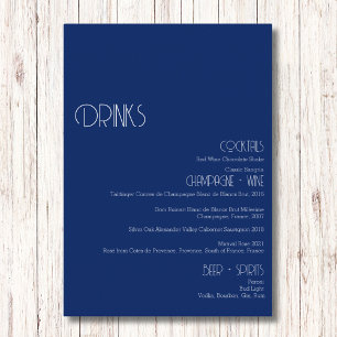 Menu minimaliste Marseille Blue Mariage Boissons B