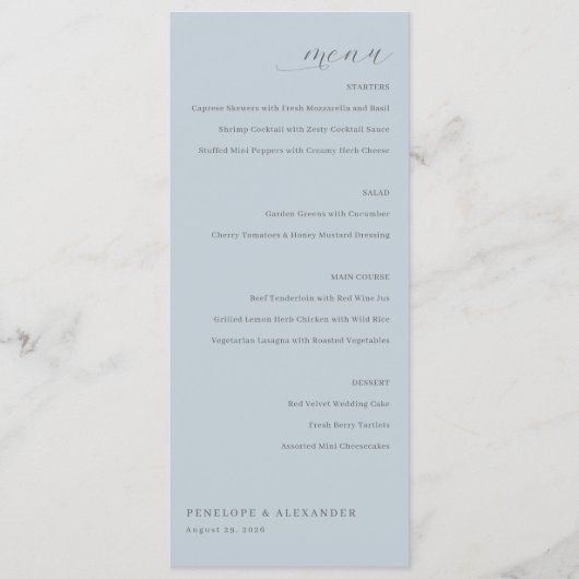 Menu minimaliste Menthe élégante (Devant)