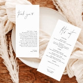 Menu Minimaliste + Merci Note, Mariage Napkin